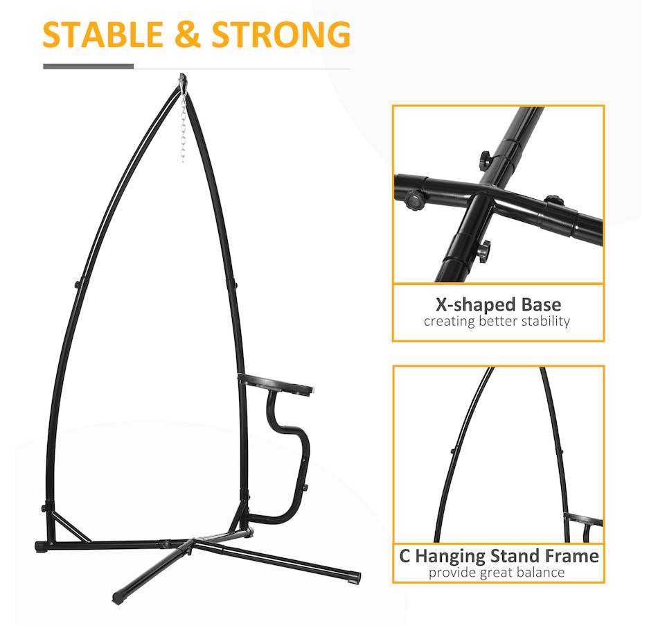 Image 946791_ALTMORE3.jpg, Product 946-791 / Price $134.99, Outsunny Hammock Chair Stand for with Tray Indoor Outdoor Porch Patio Black from Outsunny on TSC.ca's Home & Garden department