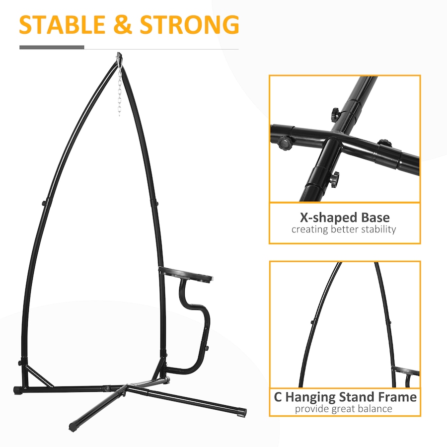 Image 946791_ALTMORE3.jpg, Product 946-791 / Price $109.99, Outsunny Hammock Chair Stand for with Tray Indoor Outdoor Porch Patio Black from Outsunny on TSC.ca's Home & Garden department