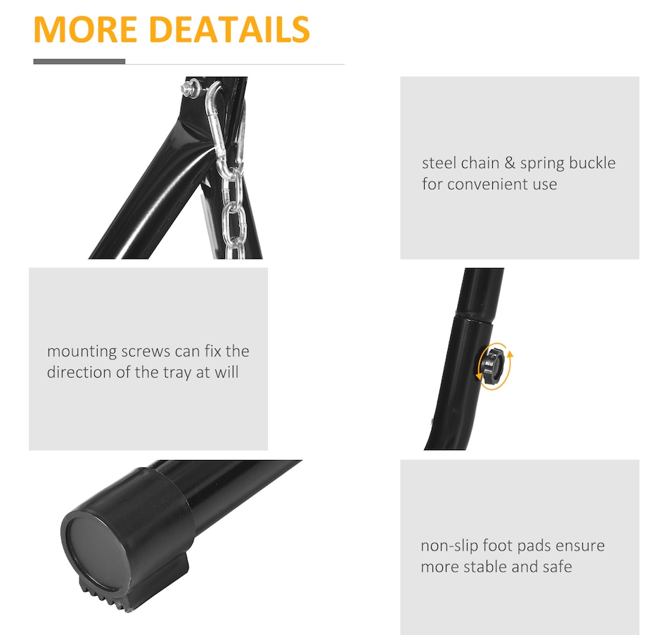 Image 946791_ALTMORE5.jpg, Product 946-791 / Price $134.99, Outsunny Hammock Chair Stand for with Tray Indoor Outdoor Porch Patio Black from Outsunny on TSC.ca's Home & Garden department