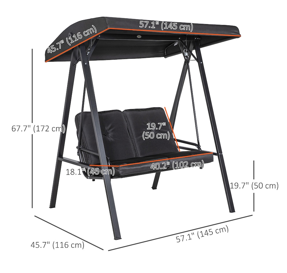 Image 946809_ALTMORE10.jpg, Product 946-809 / Price $224.99 - $234.99, Outsunny 2 Seater Outdoor Swing Chair Hammock Bench Cushioned Seat from Outsunny on TSC.ca's Home & Garden department