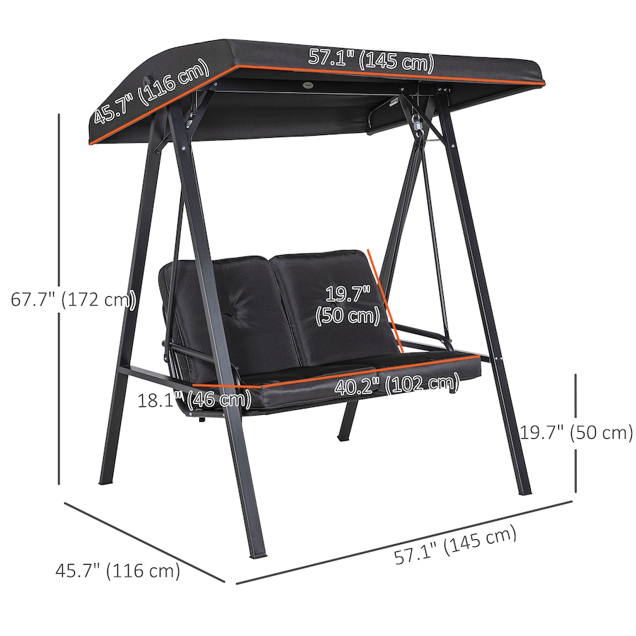 Image 946809_ALTMORE10.jpg, Product 946-809 / Price $251.99 - $289.99, Outsunny 2 Seater Outdoor Swing Chair Hammock Bench Cushioned Seat from Outsunny on TSC.ca's Home & Garden department