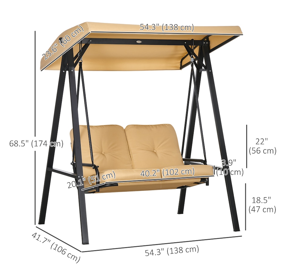 Image 946809_ALTMORE2.jpg, Product 946-809 / Price $224.99 - $234.99, Outsunny 2 Seater Outdoor Swing Chair Hammock Bench Cushioned Seat from Outsunny on TSC.ca's Home & Garden department