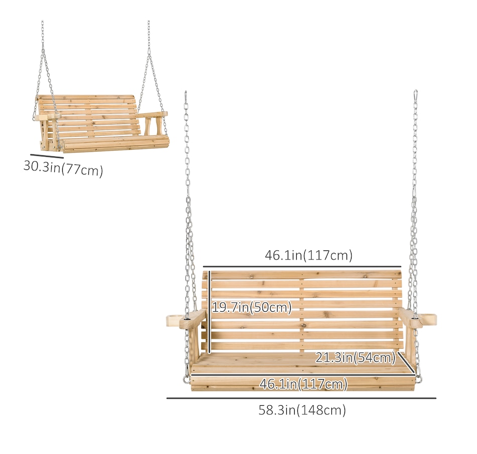 Image 946813_ALTMORE10.jpg, Product 946-813 / Price $179.99 - $204.99, Outsunny 2 Seater Porch Swing Chair with Cup Holder and Chains from Outsunny on TSC.ca's Home & Garden department