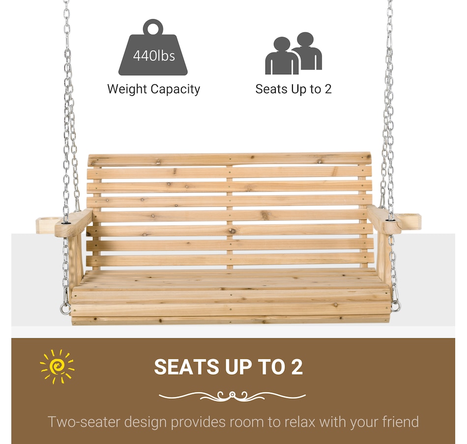 Image 946813_ALTMORE11.jpg, Product 946-813 / Price $179.99 - $204.99, Outsunny 2 Seater Porch Swing Chair with Cup Holder and Chains from Outsunny on TSC.ca's Home & Garden department
