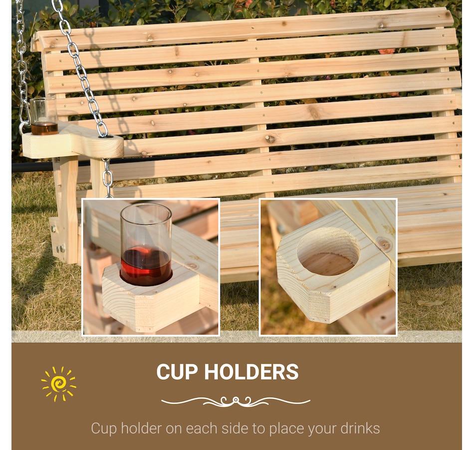 Image 946813_ALTMORE12.jpg, Product 946-813 / Price $179.99 - $204.99, Outsunny 2 Seater Porch Swing Chair with Cup Holder and Chains from Outsunny on TSC.ca's Home & Garden department