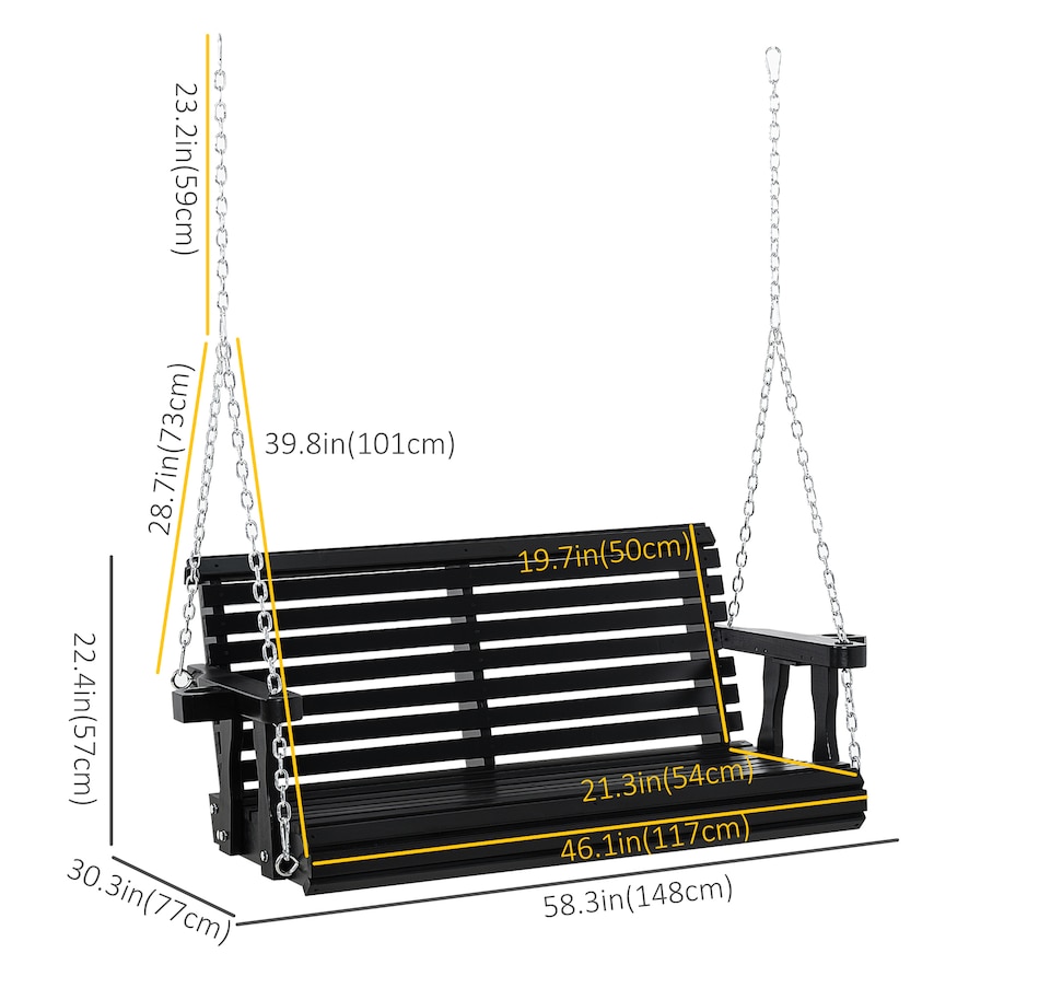 Image 946813_ALTMORE18.jpg, Product 946-813 / Price $179.99 - $204.99, Outsunny 2 Seater Porch Swing Chair with Cup Holder and Chains from Outsunny on TSC.ca's Home & Garden department
