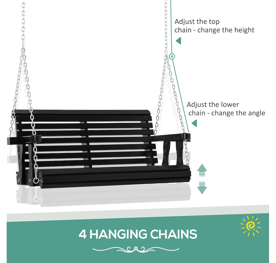 Image 946813_ALTMORE19.jpg, Product 946-813 / Price $179.99 - $204.99, Outsunny 2 Seater Porch Swing Chair with Cup Holder and Chains from Outsunny on TSC.ca's Home & Garden department