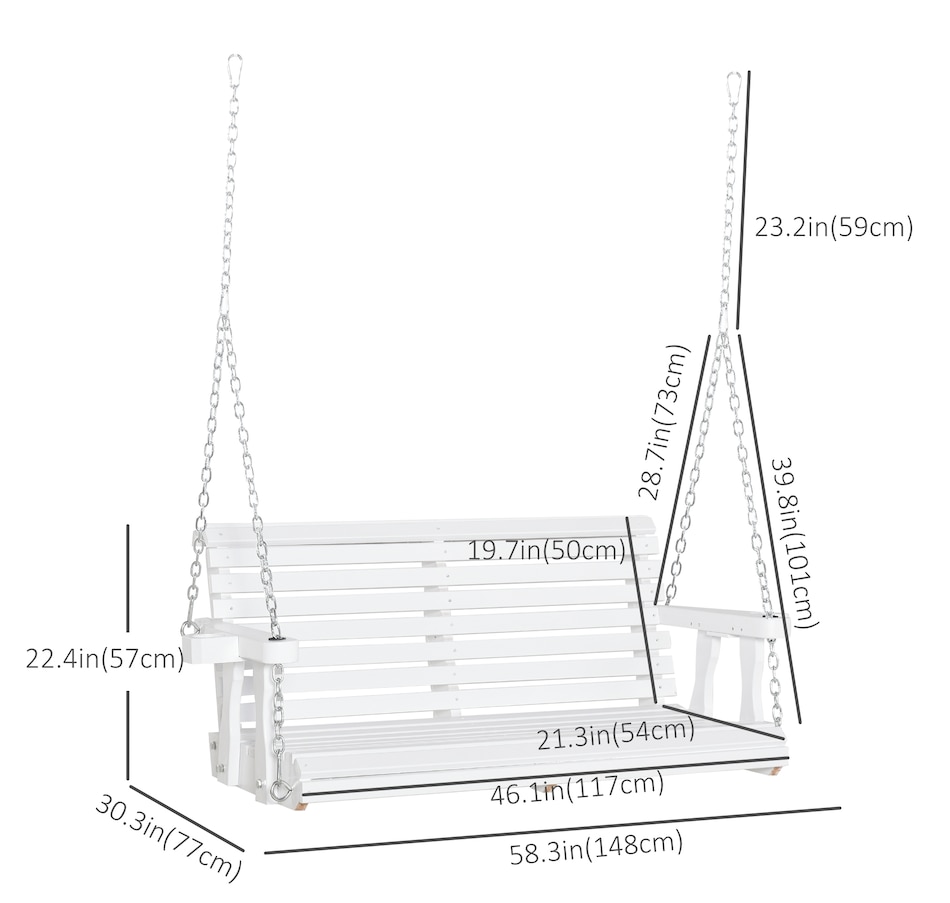 Image 946813_ALTMORE2.jpg, Product 946-813 / Price $179.99 - $204.99, Outsunny 2 Seater Porch Swing Chair with Cup Holder and Chains from Outsunny on TSC.ca's Home & Garden department