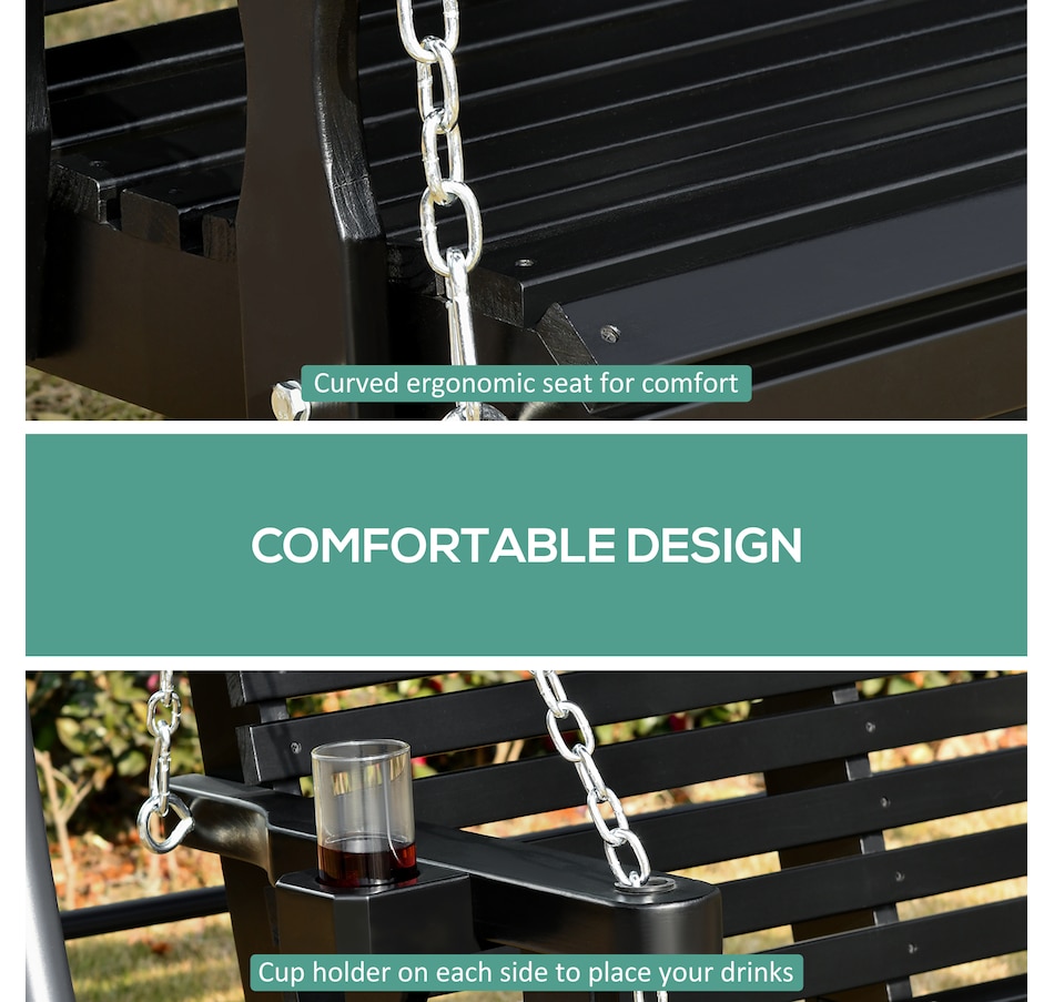 Image 946813_ALTMORE20.jpg, Product 946-813 / Price $179.99 - $204.99, Outsunny 2 Seater Porch Swing Chair with Cup Holder and Chains from Outsunny on TSC.ca's Home & Garden department
