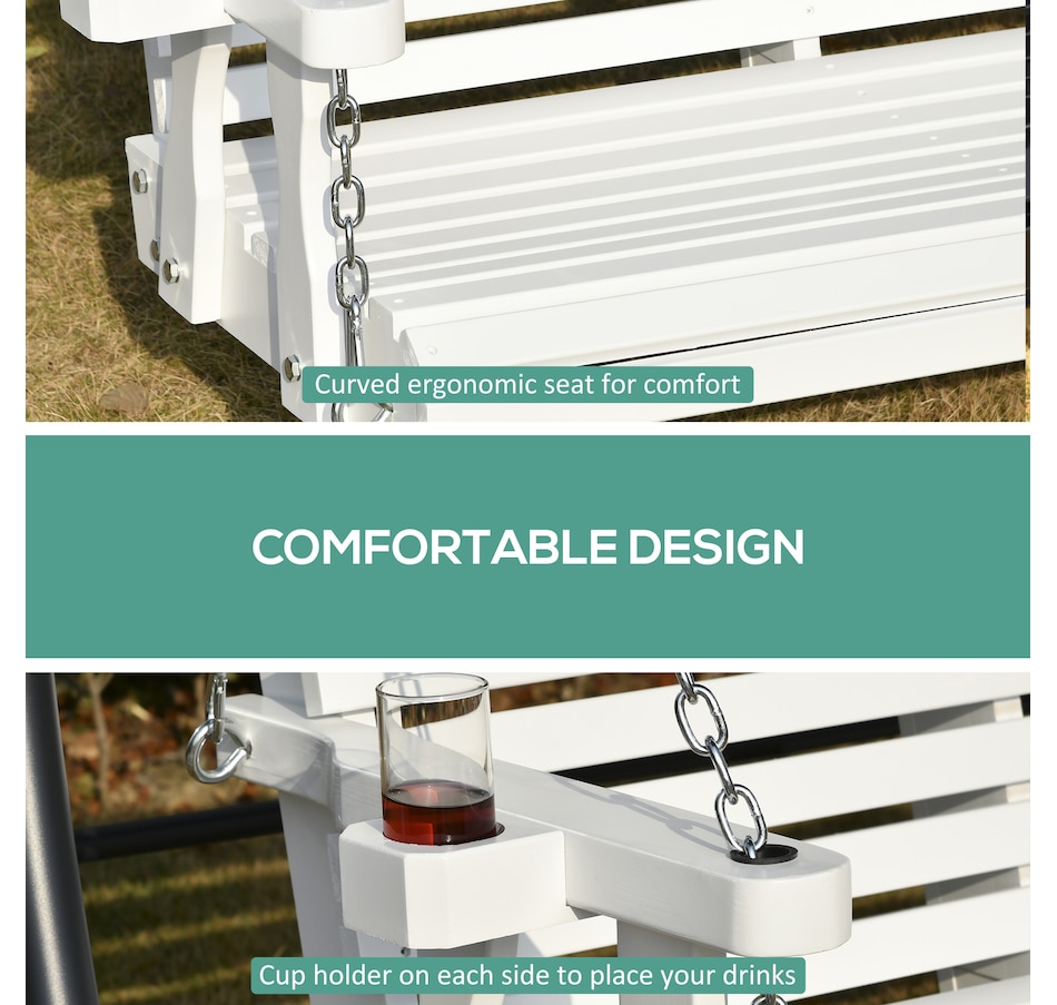 Image 946813_ALTMORE4.jpg, Product 946-813 / Price $179.99 - $204.99, Outsunny 2 Seater Porch Swing Chair with Cup Holder and Chains from Outsunny on TSC.ca's Home & Garden department