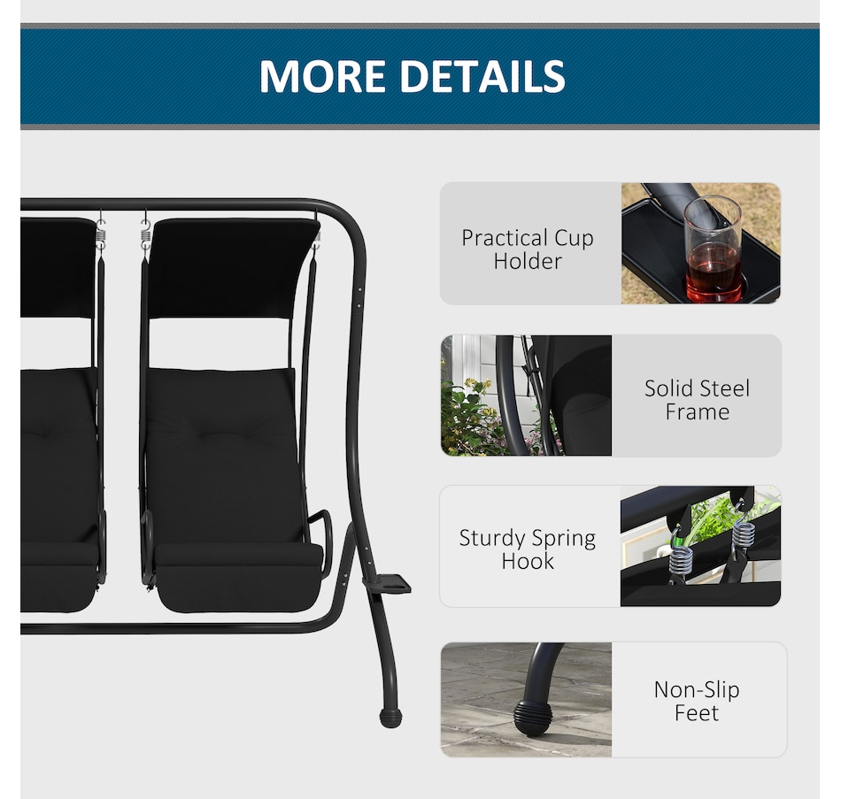 Image 946814_ALTMORE12.jpg, Product 946-814 / Price $299.99 - $318.99, Outsunny Luxury Patio Swing Metal Outdoor Porch Swing Chair from Outsunny on TSC.ca's Home & Garden department