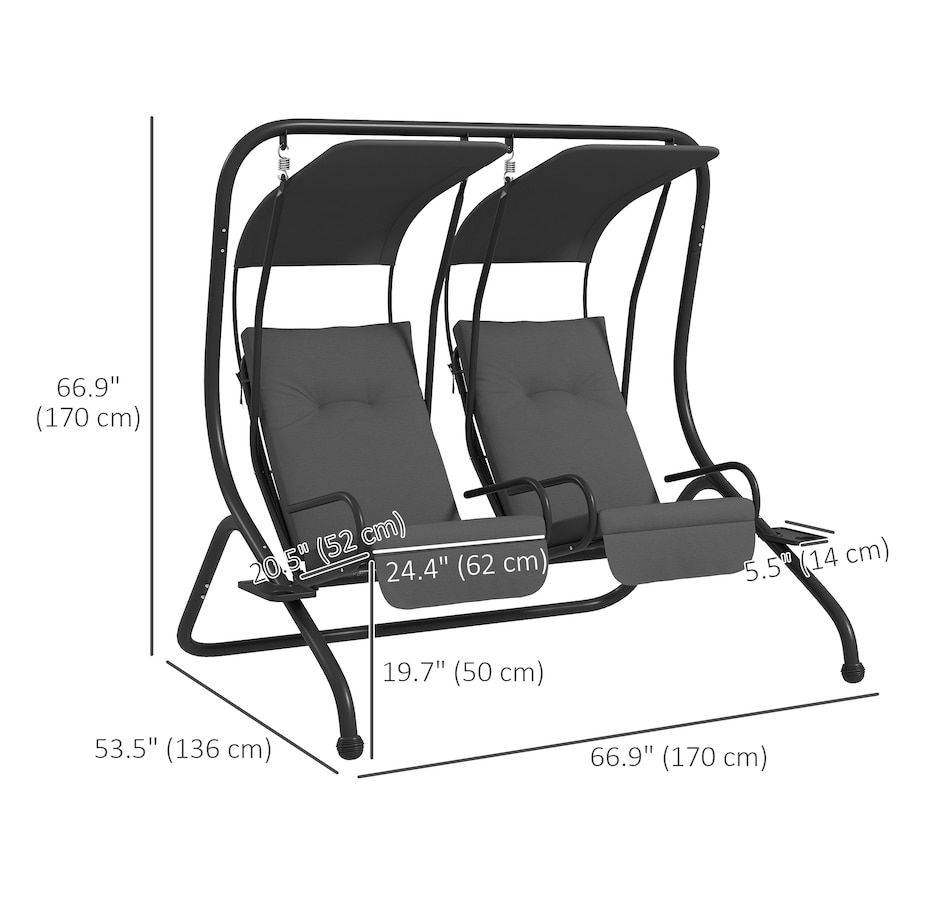 Image 946814_ALTMORE2.jpg, Product 946-814 / Price $299.99 - $318.99, Outsunny Luxury Patio Swing Metal Outdoor Porch Swing Chair from Outsunny on TSC.ca's Home & Garden department
