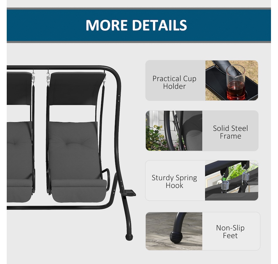 Image 946814_ALTMORE4.jpg, Product 946-814 / Price $299.99 - $318.99, Outsunny Luxury Patio Swing Metal Outdoor Porch Swing Chair from Outsunny on TSC.ca's Home & Garden department