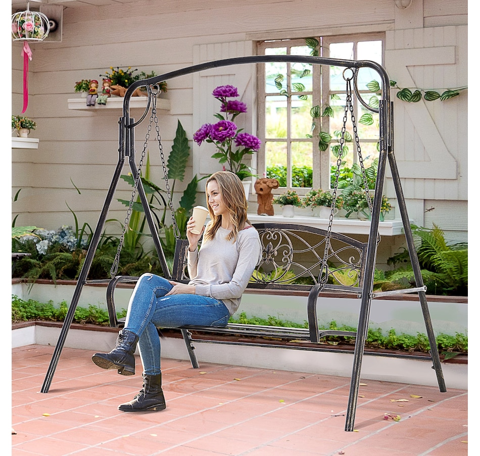 Image 946827_ALTMORE1.jpg, Product 946-827 / Price $139.99, Outsunny 2 Seater Porch Swing Chair, Outdoor Swing Seat for Garden, Black from Outsunny on TSC.ca's Home & Garden department