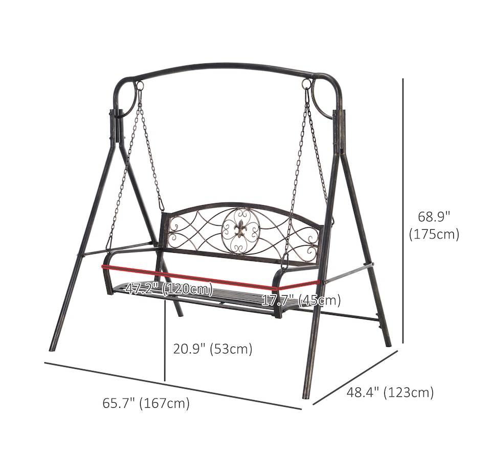 Image 946827_ALTMORE2.jpg, Product 946-827 / Price $139.99, Outsunny 2 Seater Porch Swing Chair, Outdoor Swing Seat for Garden, Black from Outsunny on TSC.ca's Home & Garden department
