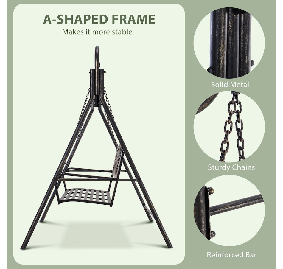 Image 946827_ALTMORE3.jpg, Product 946-827 / Price $139.99, Outsunny 2 Seater Porch Swing Chair, Outdoor Swing Seat for Garden, Black from Outsunny on TSC.ca's Home & Garden department