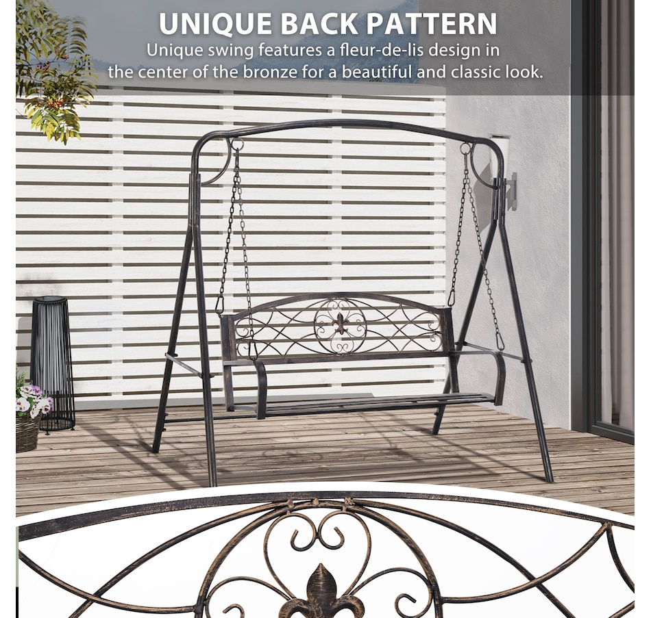 Image 946827_ALTMORE4.jpg, Product 946-827 / Price $139.99, Outsunny 2 Seater Porch Swing Chair, Outdoor Swing Seat for Garden, Black from Outsunny on TSC.ca's Home & Garden department