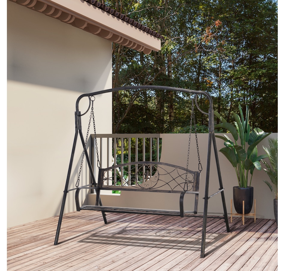Image 946827_ALTMORE5.jpg, Product 946-827 / Price $139.99, Outsunny 2 Seater Porch Swing Chair, Outdoor Swing Seat for Garden, Black from Outsunny on TSC.ca's Home & Garden department