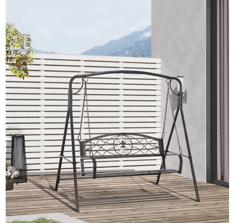 Image 946827_ALTMORE6.jpg, Product 946-827 / Price $139.99, Outsunny 2 Seater Porch Swing Chair, Outdoor Swing Seat for Garden, Black from Outsunny on TSC.ca's Home & Garden department