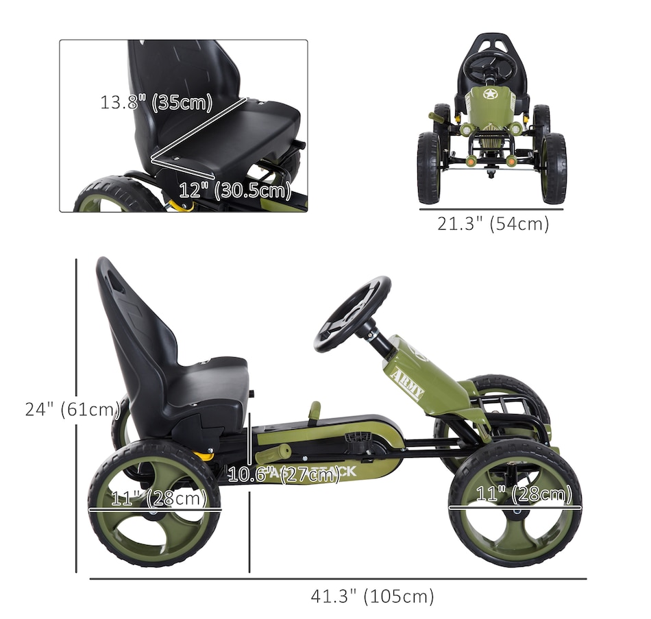 Image 946828_ALTMORE11.jpg, Product 946-828 / Price $149.99, Aosom Ride-on Pedal Go Kart with Adjustable Seat and Hand Brake, Green from Aosom on TSC.ca's Toys & Hobbies department