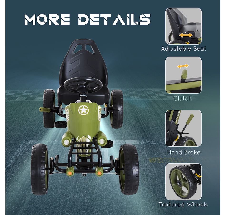 Image 946828_ALTMORE13.jpg, Product 946-828 / Price $149.99, Aosom Ride-on Pedal Go Kart with Adjustable Seat and Hand Brake, Green from Aosom on TSC.ca's Toys & Hobbies department