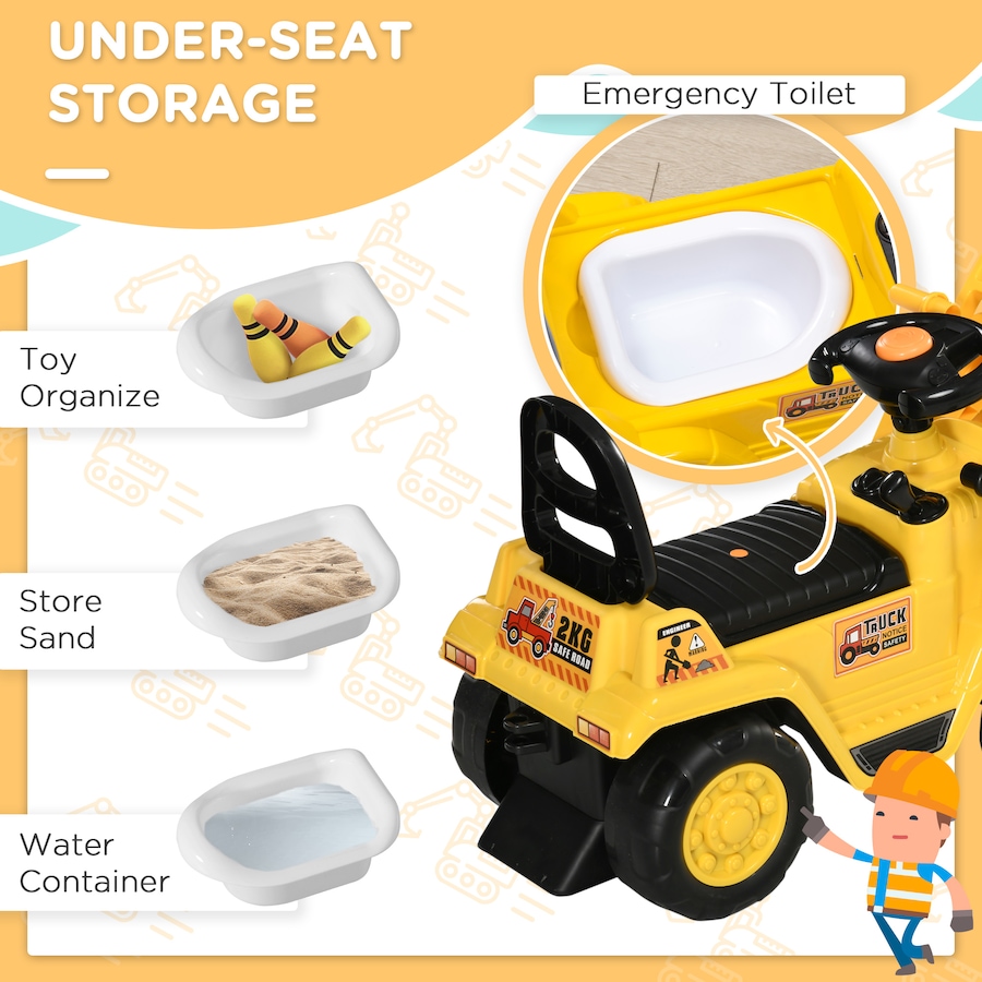 Image 946835_ALTMORE13.jpg, Product 946-835 / Price $66.99, Aosom Kids Ride-on Excavator with Grabber, Sound and Storage for Age 2-4 from Aosom on TSC.ca's Toys & Hobbies department
