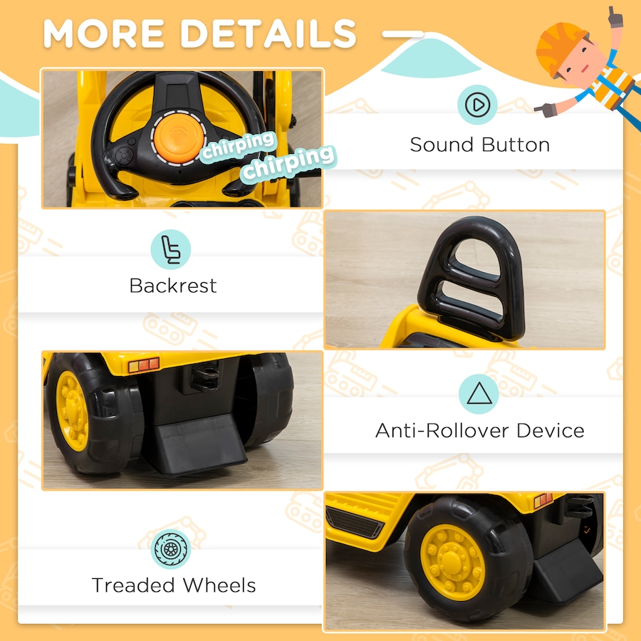 Image 946835_ALTMORE14.jpg, Product 946-835 / Price $66.99, Aosom Kids Ride-on Excavator with Grabber, Sound and Storage for Age 2-4 from Aosom on TSC.ca's Toys & Hobbies department