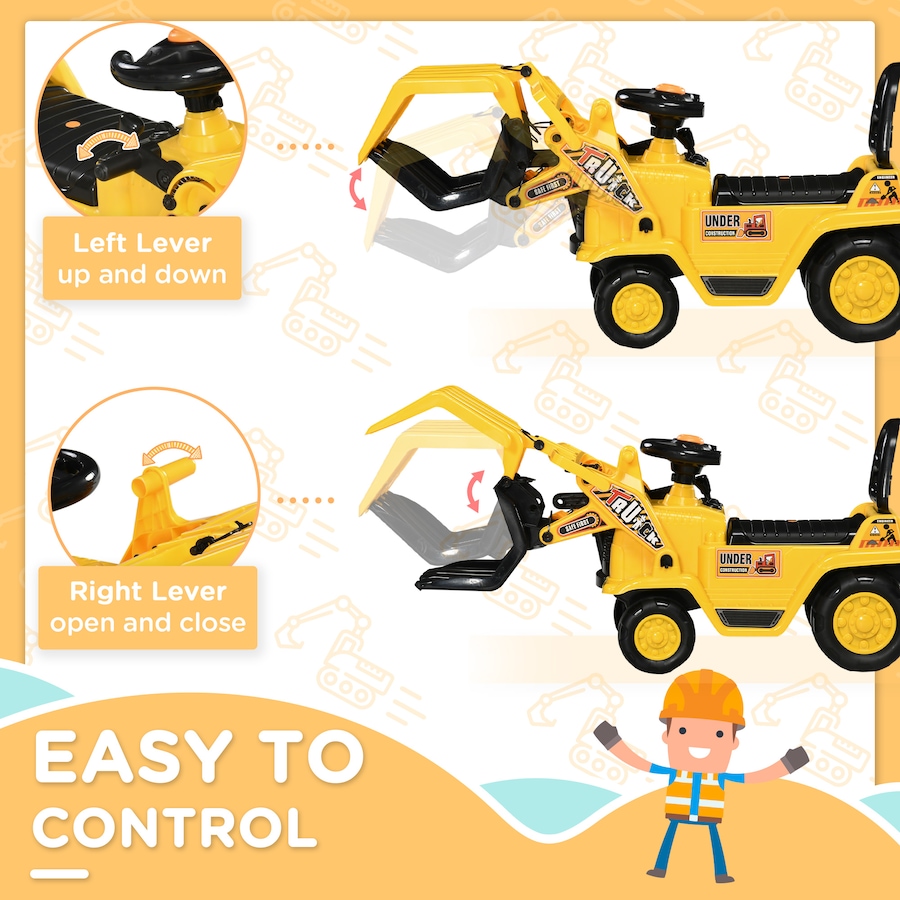 Image 946835_ALTMORE19.jpg, Product 946-835 / Price $66.99, Aosom Kids Ride-on Excavator with Grabber, Sound and Storage for Age 2-4 from Aosom on TSC.ca's Toys & Hobbies department