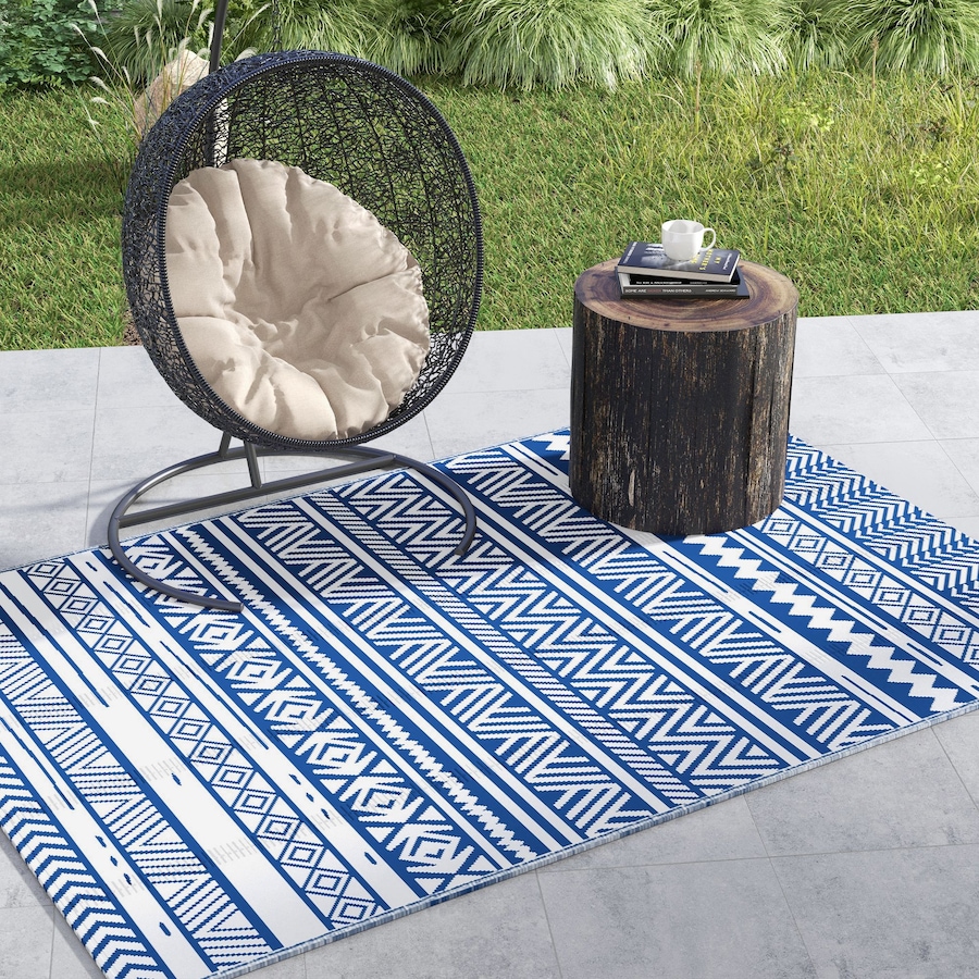 Image 946863_ALTMORE1.jpg, Product 946-863 / Price $46.99, Outsunny Reversible Outdoor Rug, 6' x 9' Patio Rug, Dark Blue and White from Outsunny on TSC.ca's Home & Garden department