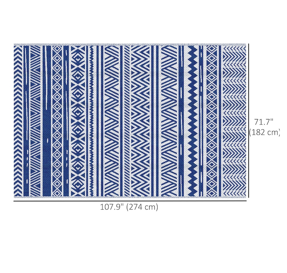 Image 946863_ALTMORE2.jpg, Product 946-863 / Price $46.99, Outsunny Reversible Outdoor Rug, 6' x 9' Patio Rug, Dark Blue and White from Outsunny on TSC.ca's Home & Garden department