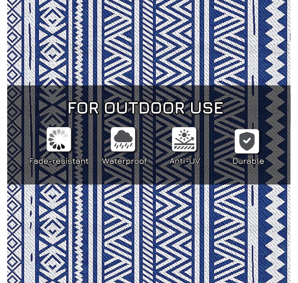Image 946863_ALTMORE5.jpg, Product 946-863 / Price $46.99, Outsunny Reversible Outdoor Rug, 6' x 9' Patio Rug, Dark Blue and White from Outsunny on TSC.ca's Home & Garden department