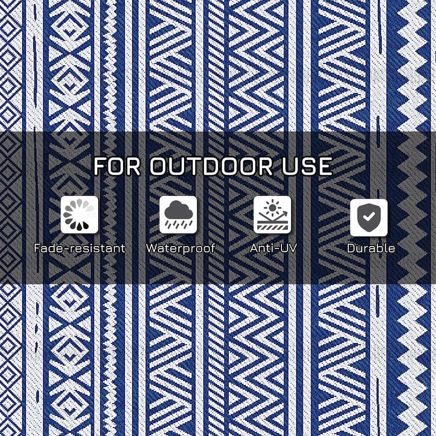 Image 946863_ALTMORE5.jpg, Product 946-863 / Price $46.99, Outsunny Reversible Outdoor Rug, 6' x 9' Patio Rug, Dark Blue and White from Outsunny on TSC.ca's Home & Garden department