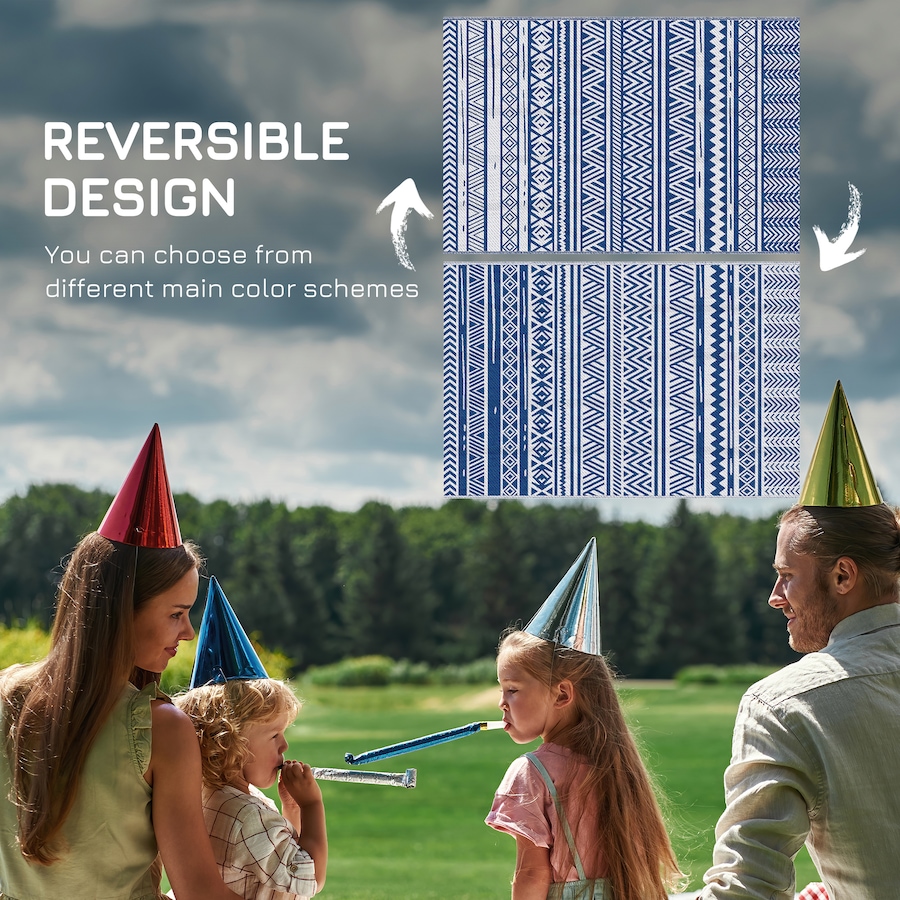 Image 946863_ALTMORE6.jpg, Product 946-863 / Price $46.99, Outsunny Reversible Outdoor Rug, 6' x 9' Patio Rug, Dark Blue and White from Outsunny on TSC.ca's Home & Garden department