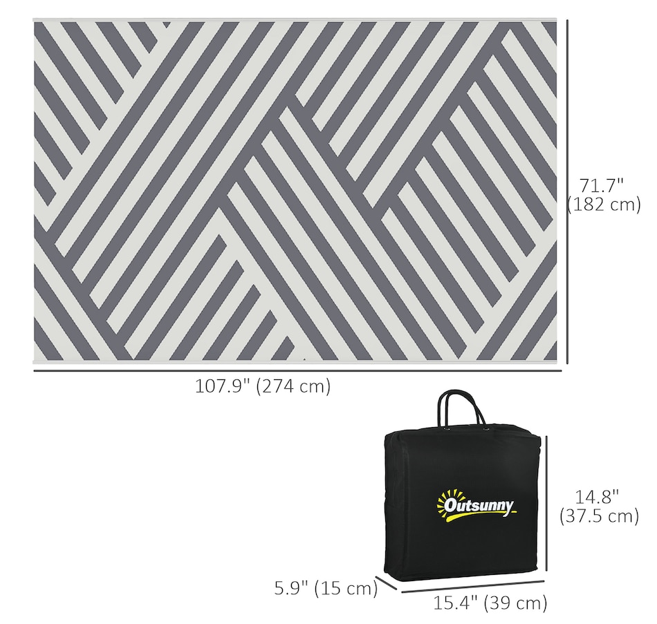 Image 946869_ALTMORE2.jpg, Product 946-869 / Price $38.99, Reversible Outdoor RV Rug, 6' x 9' Patio Floor Mat, Grey and Cream from Outsunny on TSC.ca's Home & Garden department