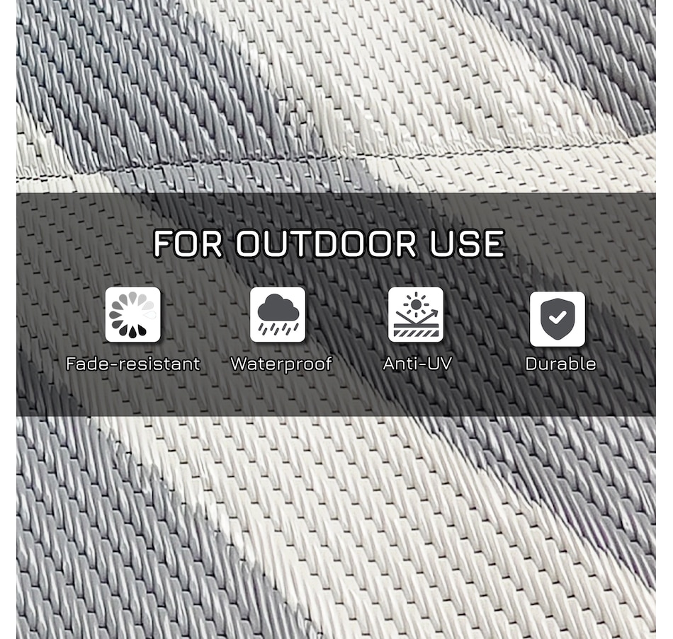 Image 946869_ALTMORE5.jpg, Product 946-869 / Price $38.99, Reversible Outdoor RV Rug, 6' x 9' Patio Floor Mat, Grey and Cream from Outsunny on TSC.ca's Home & Garden department