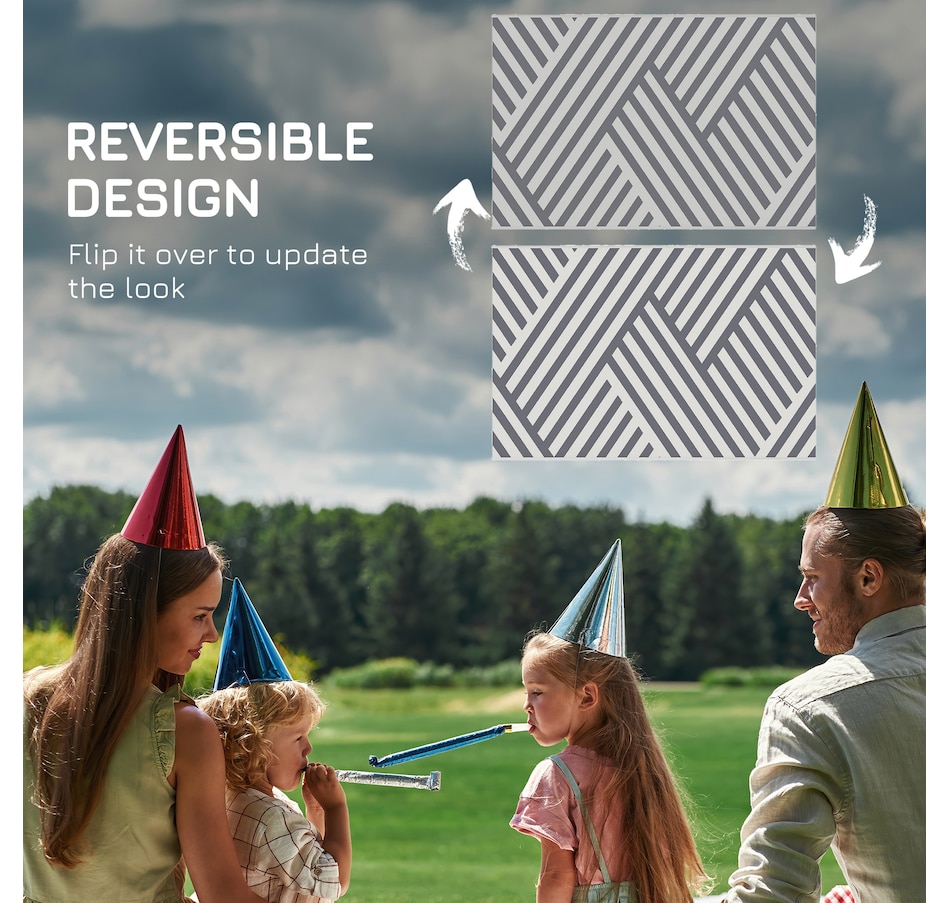 Image 946869_ALTMORE6.jpg, Product 946-869 / Price $38.99, Reversible Outdoor RV Rug, 6' x 9' Patio Floor Mat, Grey and Cream from Outsunny on TSC.ca's Home & Garden department