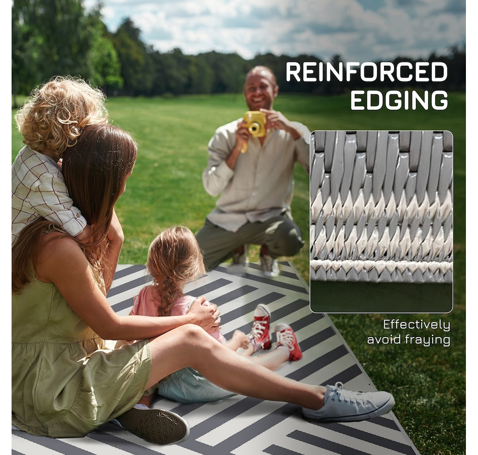 Image 946869_ALTMORE7.jpg, Product 946-869 / Price $38.99, Reversible Outdoor RV Rug, 6' x 9' Patio Floor Mat, Grey and Cream from Outsunny on TSC.ca's Home & Garden department