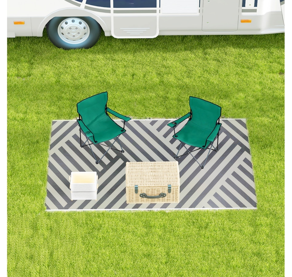 Image 946869_ALTMORE9.jpg, Product 946-869 / Price $38.99, Reversible Outdoor RV Rug, 6' x 9' Patio Floor Mat, Grey and Cream from Outsunny on TSC.ca's Home & Garden department