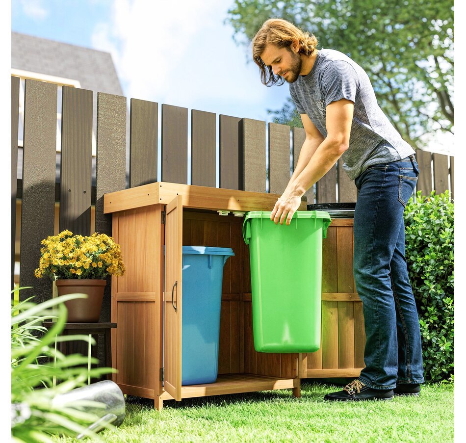 Image 946877_ALTMORE8.jpg, Product 946-877 / Price $149.99, Outsunny Wood Garden Shed Outdoor Tool Shed with Hinged Roof, Natural Wood from Outsunny on TSC.ca's Home & Garden department