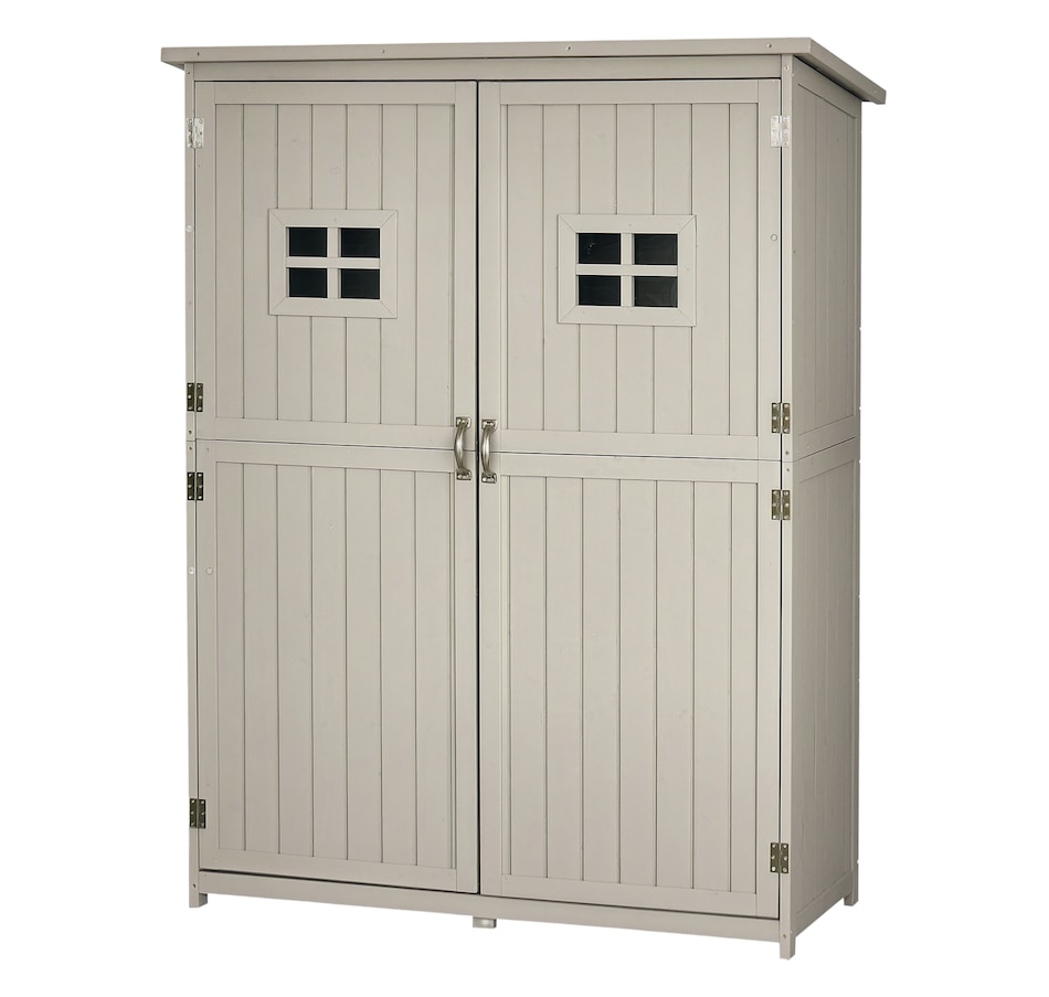 Image 946878.png, Product 946-878 / Price $439.99, Outsunny 4'x1.5' Wooden Garden Storage Shed w/ Windows, Grey from Outsunny on TSC.ca's Home & Garden department