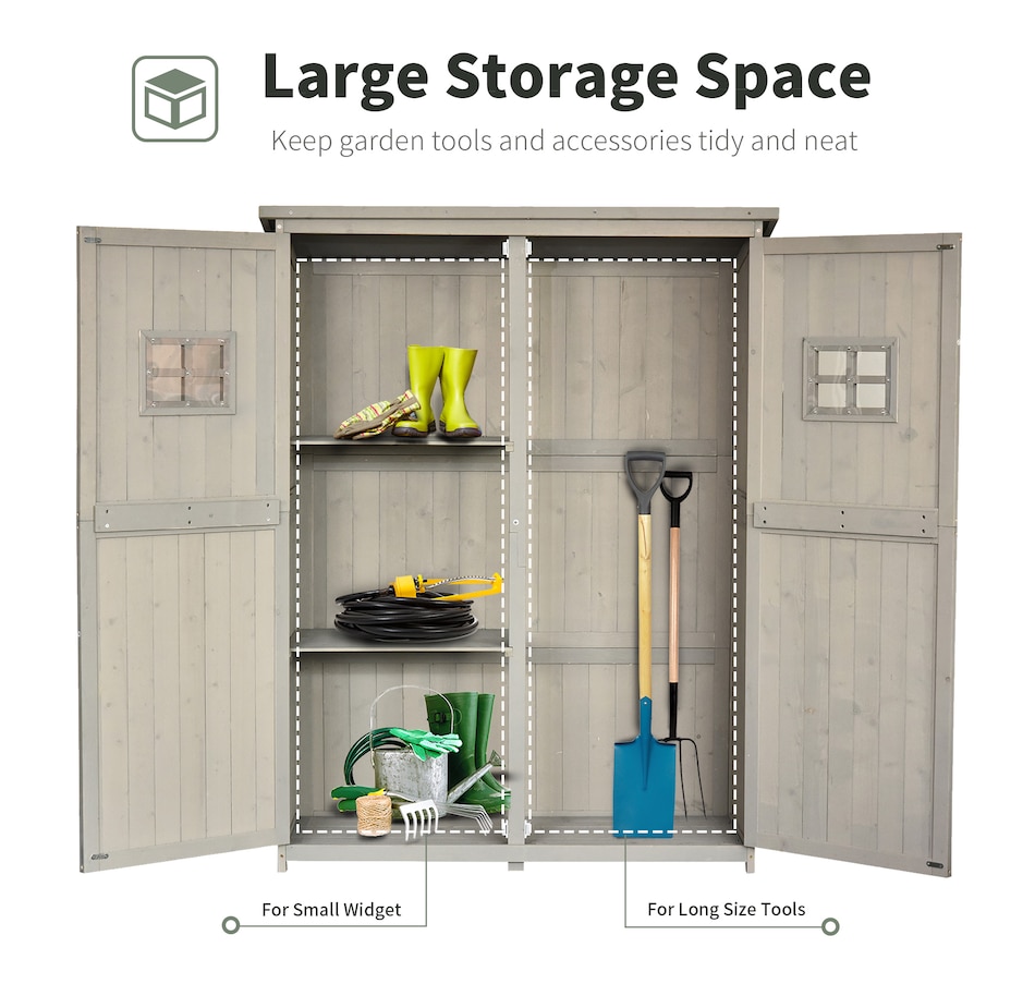 Image 946878_ALTMORE4.jpg, Product 946-878 / Price $439.99, Outsunny 4'x1.5' Wooden Garden Storage Shed w/ Windows, Grey from Outsunny on TSC.ca's Home & Garden department