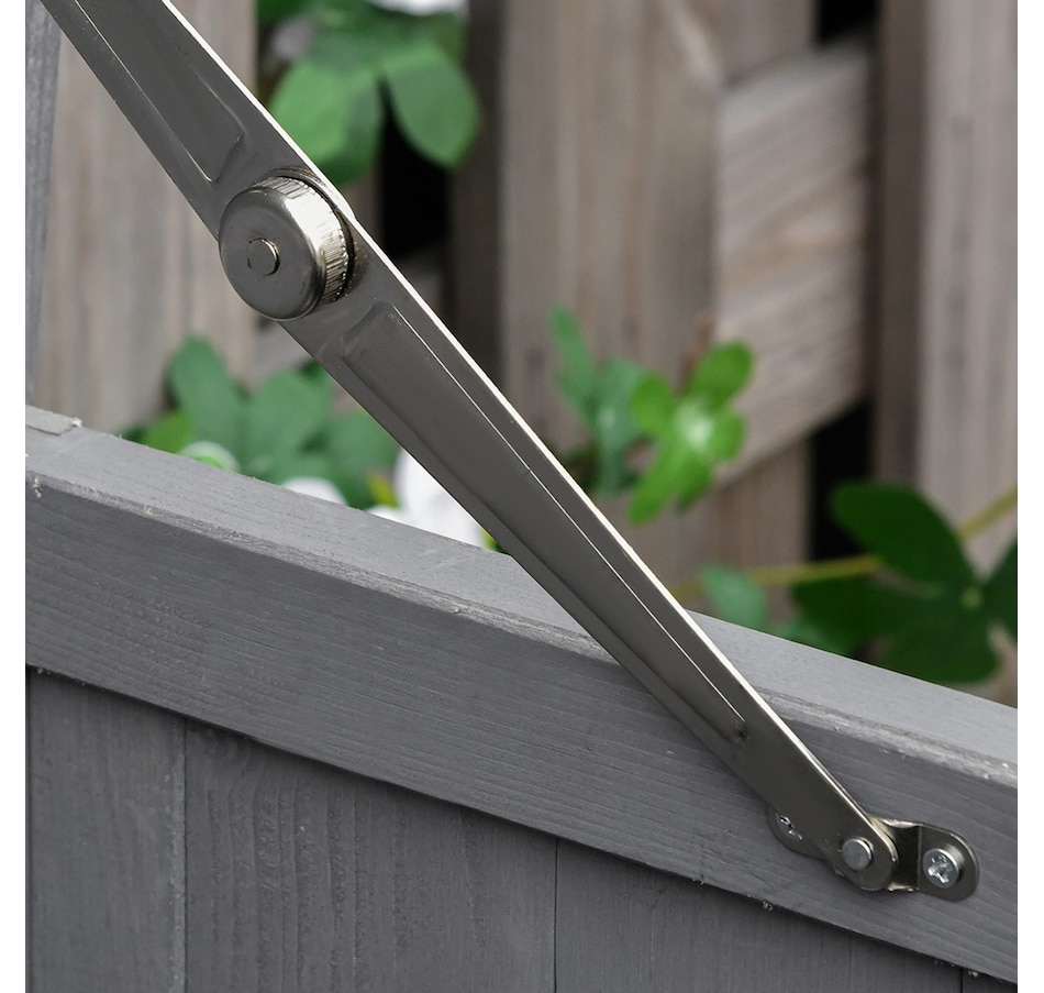 Image 946882_ALTMORE15.jpg, Product 946-882 / Price $199.99, Outsunny Wood Garden Shed Outdoor Tool Shed with Hinged Roof, Dark Grey from Outsunny on TSC.ca's Home & Garden department