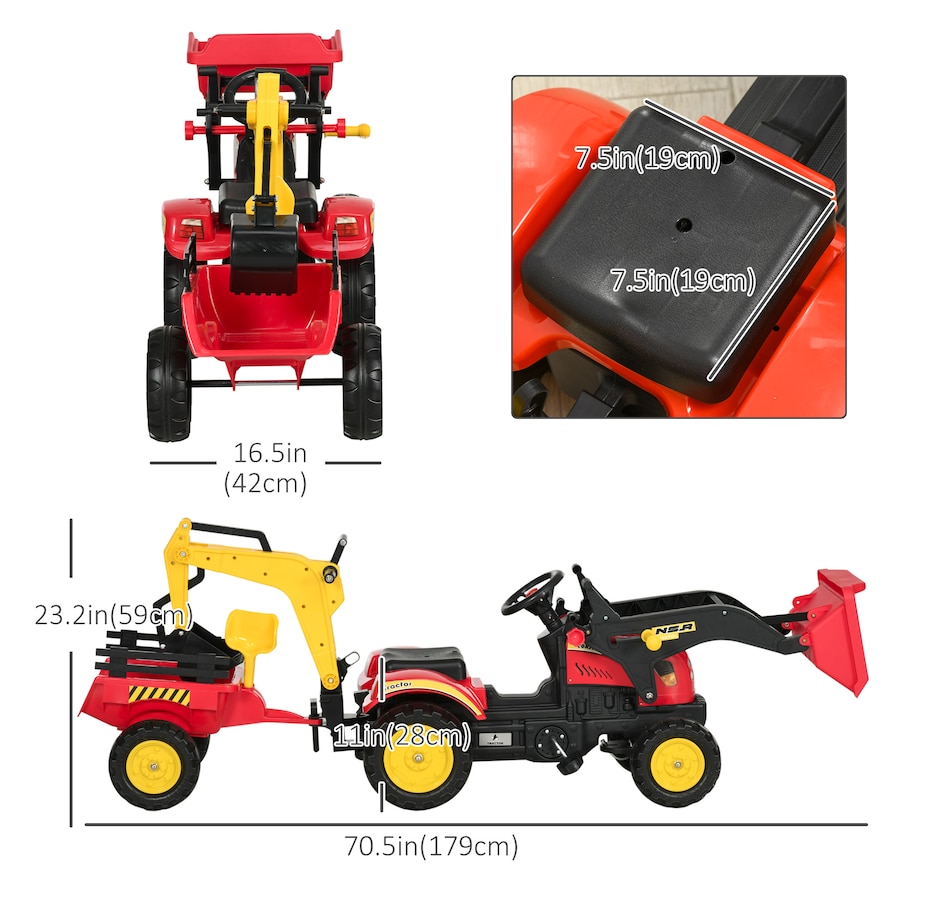 Image 946894_ALTMORE3.jpg, Product 946-894 / Price $159.00, Aosom 3 in 1 Kids Ride On Excavator Toy with 6 Wheels from Aosom on TSC.ca's Toys & Hobbies department