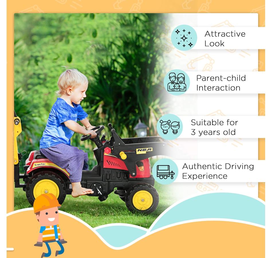 Image 946894_ALTMORE5.jpg, Product 946-894 / Price $159.00, Aosom 3 in 1 Kids Ride On Excavator Toy with 6 Wheels from Aosom on TSC.ca's Toys & Hobbies department