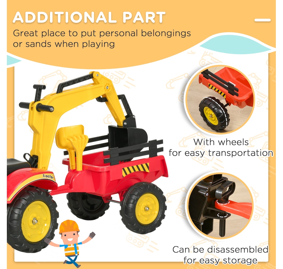 Image 946894_ALTMORE7.jpg, Product 946-894 / Price $159.00, Aosom 3 in 1 Kids Ride On Excavator Toy with 6 Wheels from Aosom on TSC.ca's Toys & Hobbies department