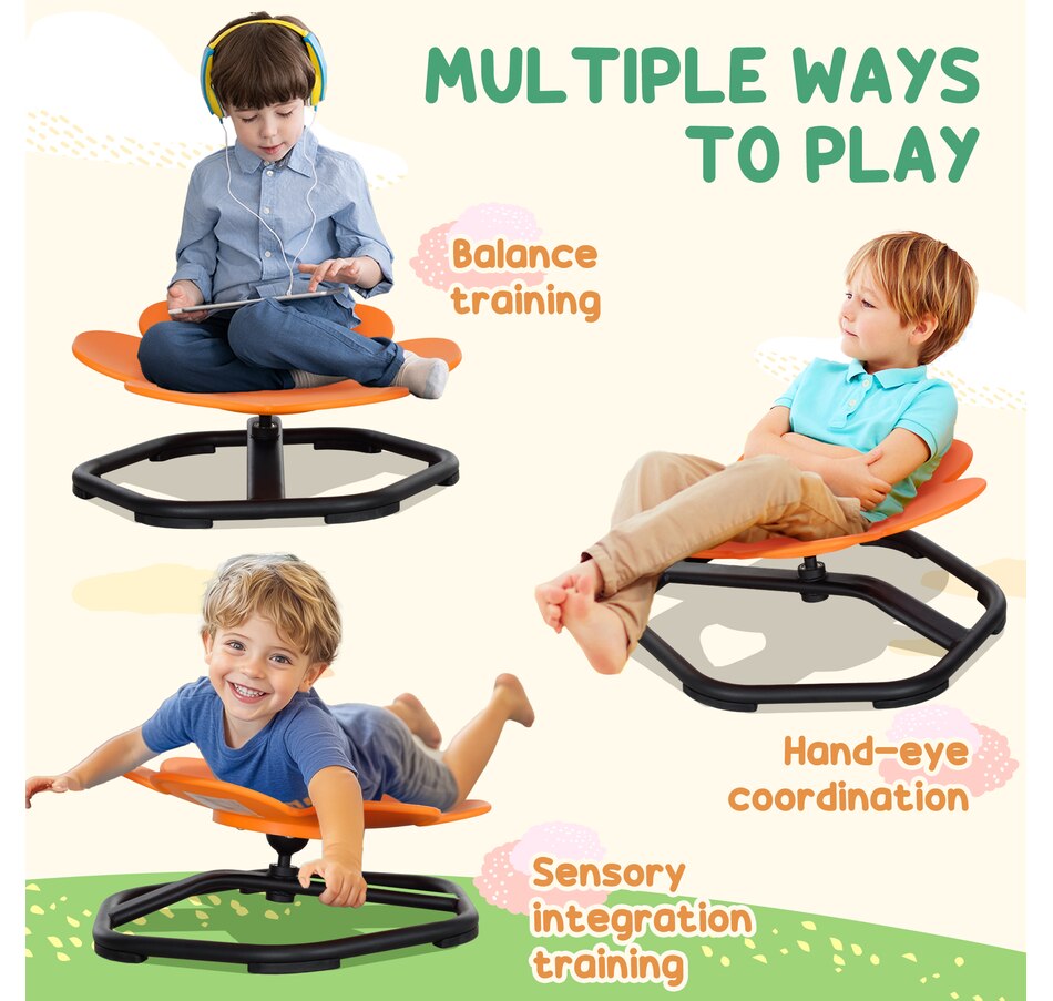 Image 946919_ALTMORE6.jpg, Product 946-919 / Price $76.99, Qaba Flower-Shaped Kids Swivel Chair, Sensory Spinning Chair, Orange from Qaba on TSC.ca's Toys & Hobbies department