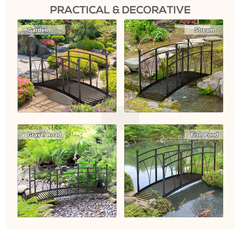 Image 946920_ALTMORE4.jpg, Product 946-920 / Price $319.99, Outsunny 8' Metal Arch Garden Bridge with Safety Railings from Outsunny on TSC.ca's Home & Garden department