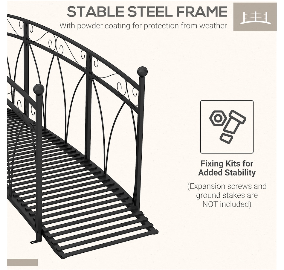 Image 946920_ALTMORE5.jpg, Product 946-920 / Price $319.99, Outsunny 8' Metal Arch Garden Bridge with Safety Railings from Outsunny on TSC.ca's Home & Garden department