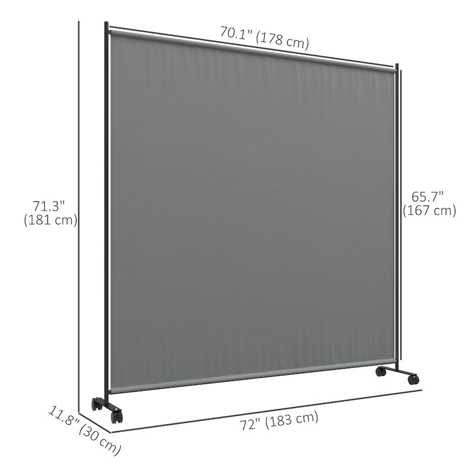 Image 946922_ALTMORE2.jpg, Product 946-922 / Price $53.99, Outsunny Room Divider with Wheels, 6ft Rolling Privacy Screen, Dark Grey from Outsunny on TSC.ca's Home & Garden department