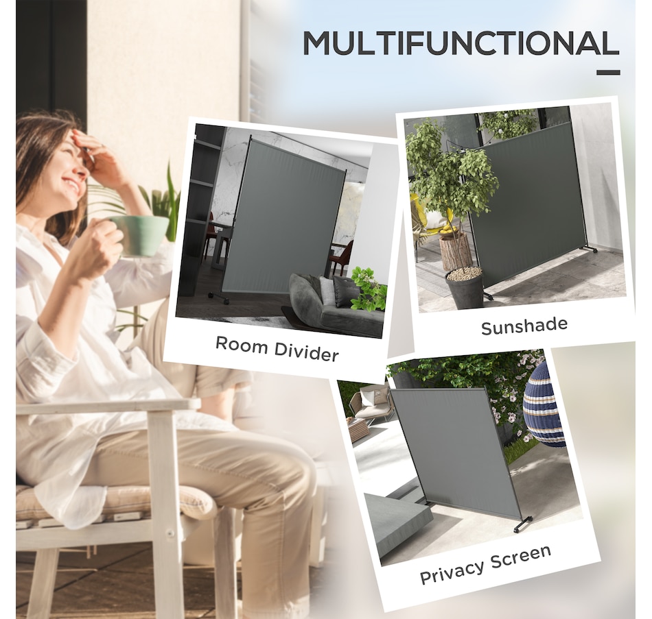 Image 946922_ALTMORE3.jpg, Product 946-922 / Price $56.99, Outsunny Room Divider with Wheels, 6ft Rolling Privacy Screen, Dark Grey from Outsunny on TSC.ca's Home & Garden department
